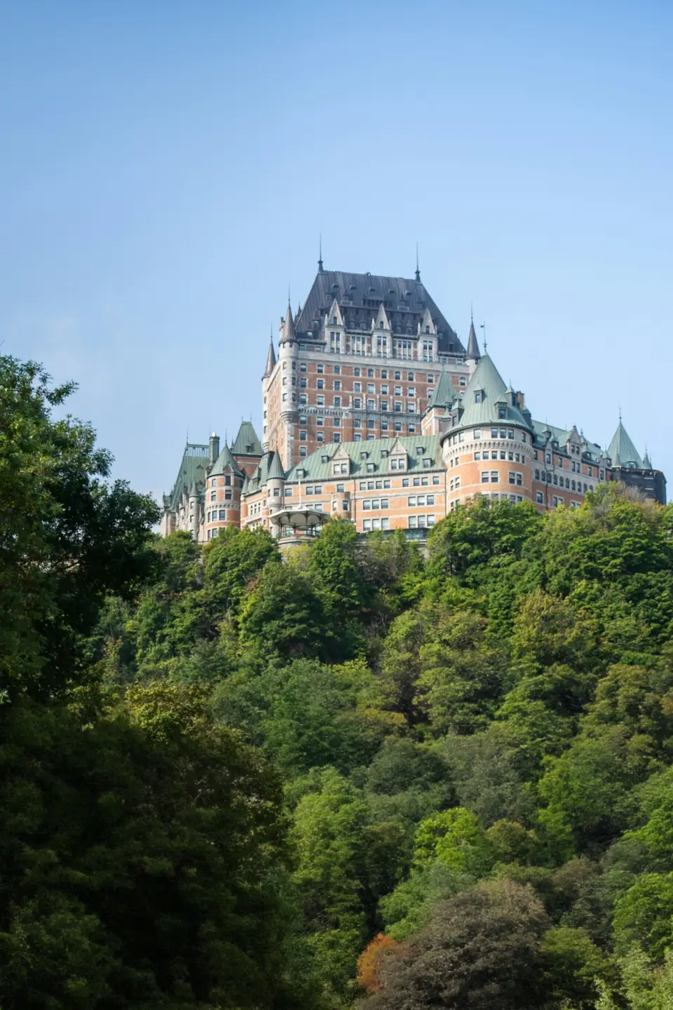 Château Frontenac above the trees in Quebec City