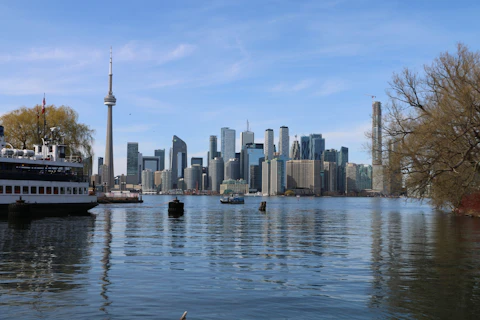 Toronto skyline and CN Tower across the water