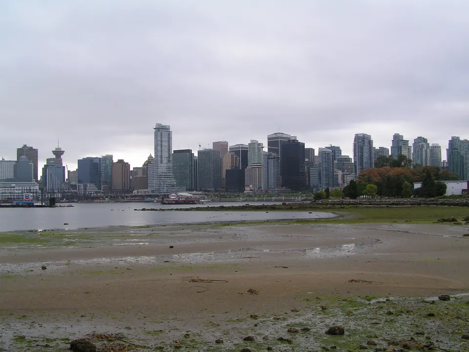 Vancouver skyline viewed from Stanley Park, photographed in 2005